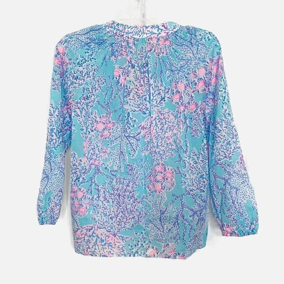 Lilly Pulitzer Coleman Top Now You Sea Me Blue Ibiza Button Up Size X-Small New - Picture 12 of 12